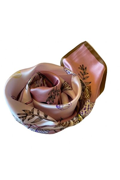 OMG 100% Natural Silk Scarf – Pink Floral Pattern, 90 x 90 cm
