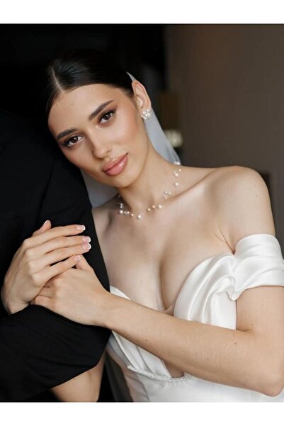 Ravinity Minimal İnci Kolye, Beyaz İncili Gelin Düğün Nikah Takısı