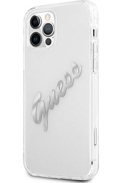 Guess Vintage Script Ασημί Πλαστικό Διαφανές Πίσω Κάλυμμα (iPhone 12 Pro Max)...