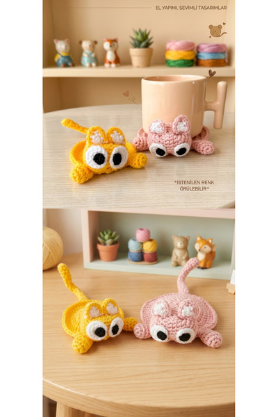 PERFECT Handmade Knitted Cute Animal Figured Coaster Set (Pack of 2)