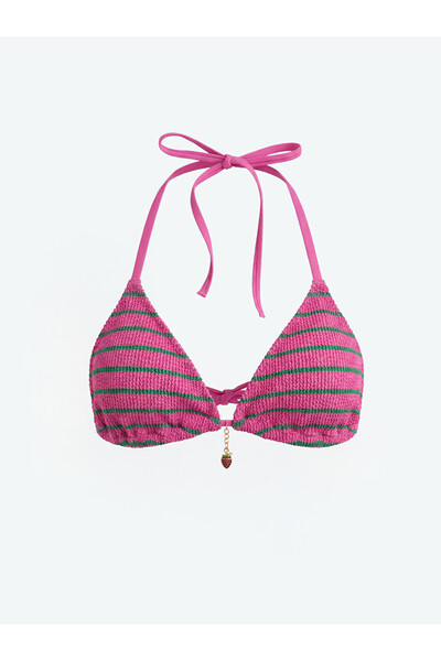 LC Waikiki Pembe Çizgili Çıkarılabilir Pedli Kadın Bikini Üst