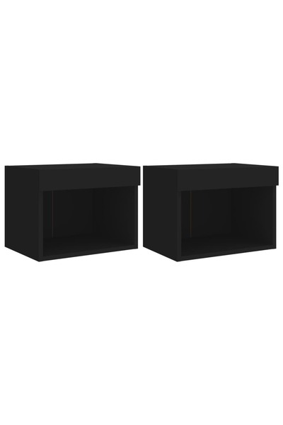 vidaxl Noptiere cu lumini LED montate pe perete, 2 buc., negru