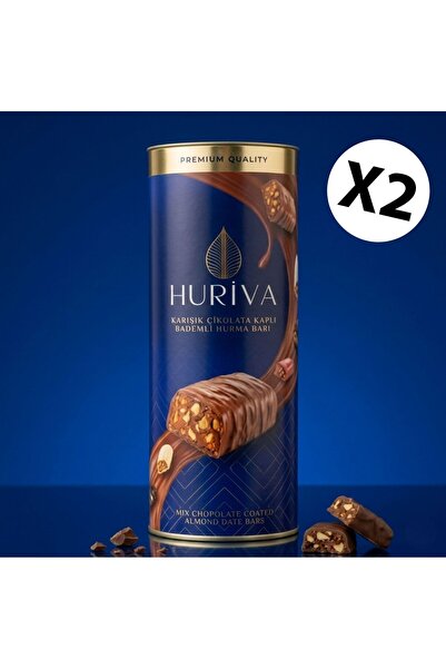 Huriva Karışık Çikolatalı Bademli Hurma Barları 400 GR (200gr X 2Adet)