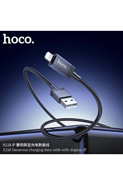 hoco. Hoco X118 Πλεγμένο / LED Καλώδιο USB-A σε Lightning 12W Μαύρο 1μ