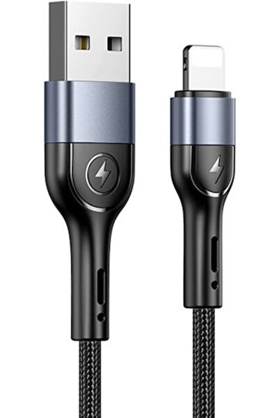 Usams U55 Πλεκτό Καλώδιο USB-A σε Lightning Μαύρο 1μ (SJ448ZJ01)