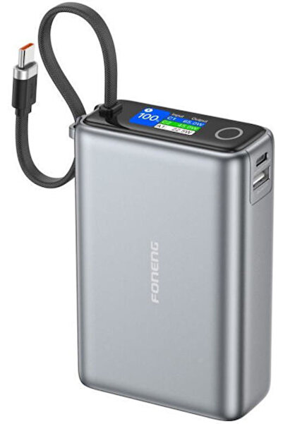 FONENG PX132 Power Bank 20000mAh 65W με θύρα USB-A και θύρα USB-C Γκρι