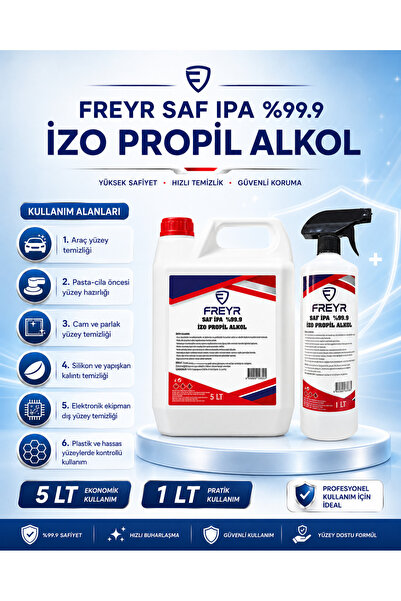 IPA İzopropil Alkol %99,9 5 Lt + 1 Lt | Toplam 6 Lt Elektronik Oto Cam ve Yüzey Temizleme Seti