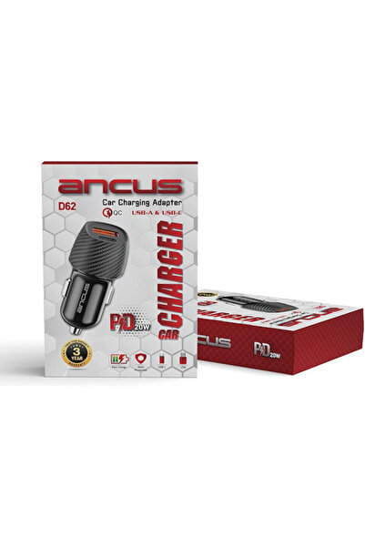 Other Ancus Pulse D62 Φορτιστής Αυτοκινήτου 20W 3A με Θύρες: 1xUSB 1xType-C Μ...