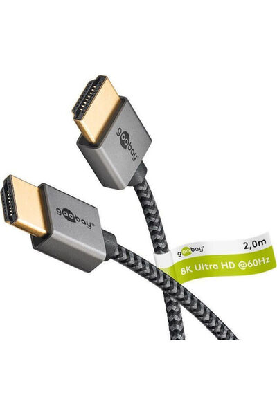 goobay Καλώδιο HDMI 2.1 HDMI αρσενικό σε HDMI αρσενικό 2μ Γκρι Κωδικός: 75758