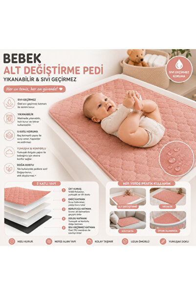 CDE Yıkanabilir ve Sıvı Geçirmez Bebek Alt Açma Pedi 85X90 CM (SOMON)