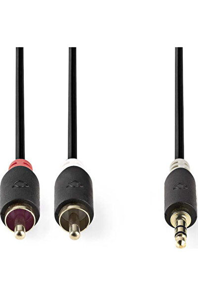 Nedis Καλώδιο Jack 3.5mm, Αρσενικό 3.5mm - Αρσενικό RCA, Μαύρο, 0.5μ, CABW222...