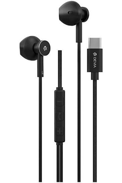 Devia Μεταλλικά ενδοωτικά ακουστικά handsfree με υποδοχή USB-C, μαύρα