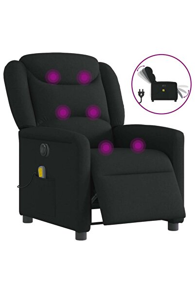 vidaxl Fotoliu electric de masaj rabatabil, negru, textil