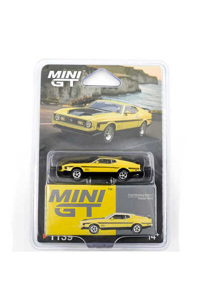 mini gt Ford Mustang Mach 1 Grabber Yellow Blister Package 1:64 Model Car Mgt...