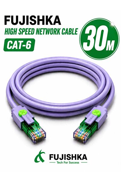 FUJISHKA كابل إيثرنت CAT6 عالي السرعة 30 متر - كابل LAN بموصل RJ45 للراوتر وا...