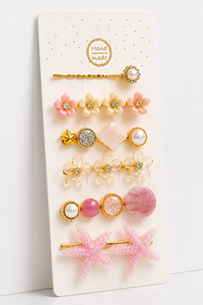 MakeWell Set of 5 Vintage Flower and Pearl Detailed Hair Clips |   Gold Color...