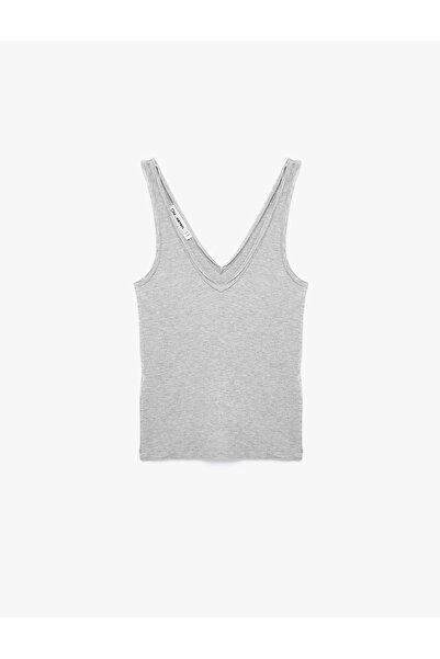 Koton Bluză din bumbac, slim fit, cu decolteu în V, fără mâneci