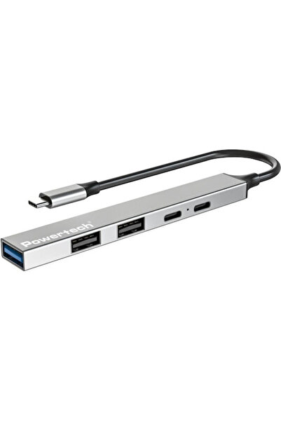 POWERTECH USB 3.2 USB-C Διανομέας 5 Θυρών Γκρι Κωδικός: DATPT-1414