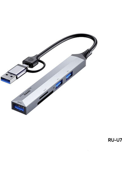 Remax RU-U7 Hub 3 Θύρες USB 3.0 με σύνδεση USB-A Ασημί