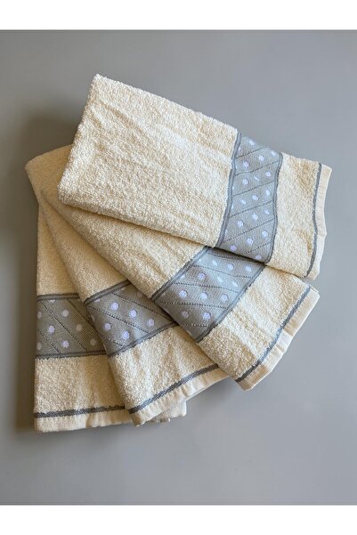 SAVESSA Polka Dot 40X55 cm 4-Piece Towel Set Hand/Face Kitchen Gift Set 100% ...