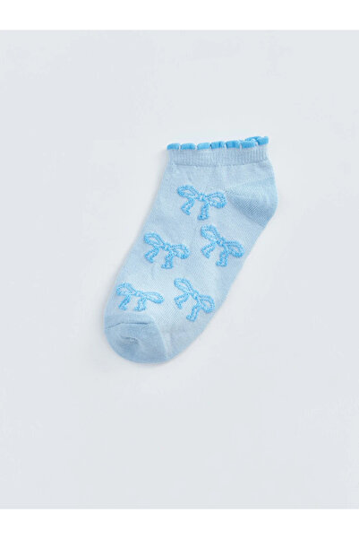 LC Waikiki Blue Bow Patterned Girls' Booties Socks, Pack of 5