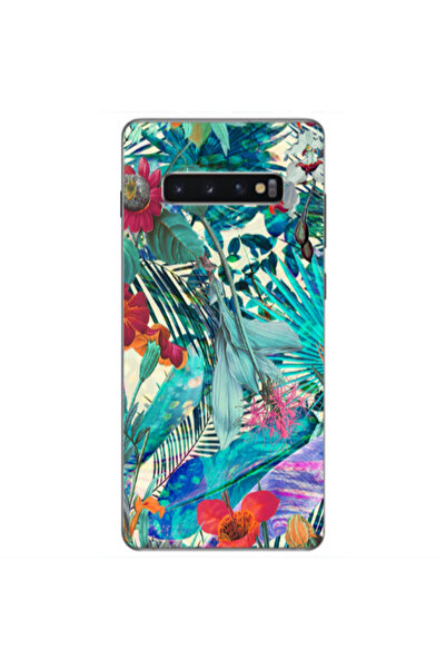 Other Samsung S10 Plus Blue laves tropical Transparent Silicone TPU Θήκη