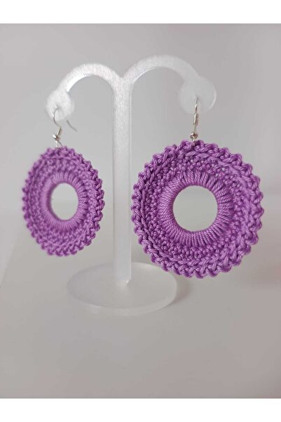 OEM Handmade round earrings, crocheted, ideal gift - purple