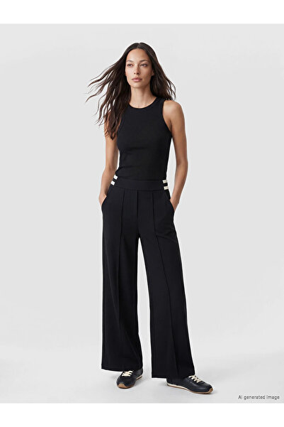 LC Waikiki Black Soft Touch Women's Sweatpants with Elastic Waistband