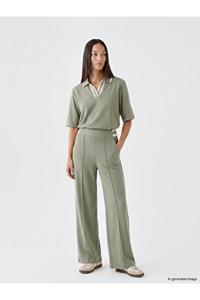 LC Waikiki Green Polo Collar Soft Touch Women's T-Shirt
