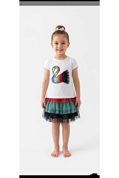 Bebezeyn Girls' Colorful Tutu Skirt with Lining, Two-Piece Set