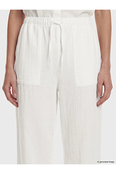 LC Waikiki White Women's Muslin Pants with Elastic Waist