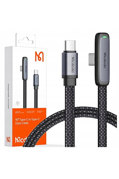 Mcdodo Cablu USB-C unghiular pentru încărcare rapidă, USB Tip C, 3A 65W, Negr...