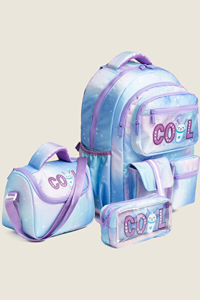 MİECZ BAGS Kore Tarzı Ergonomik Cool Yazılı Renkli İlkokul & Ortaokul Kız Bes...