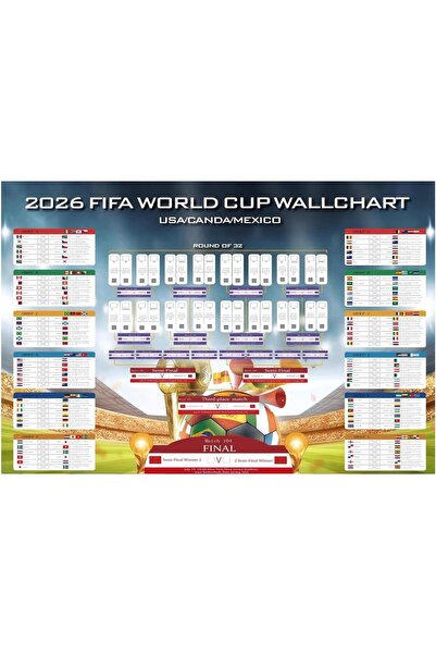 Generic لوحة جدارية لجدول كأس العالم لكرة القدم 2026 من فيرونارا، ديكورات حفل...