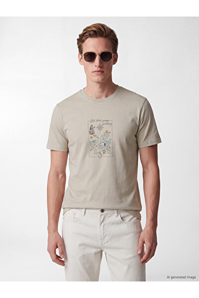 LC Waikiki Peak New Season Crew Neck Printed Men's Combed Cotton T-Shirt