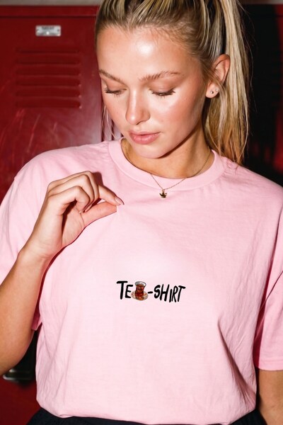 The Champ Clothing Tricou oversize pentru femei, roz imprimat – Decolteu tip ...