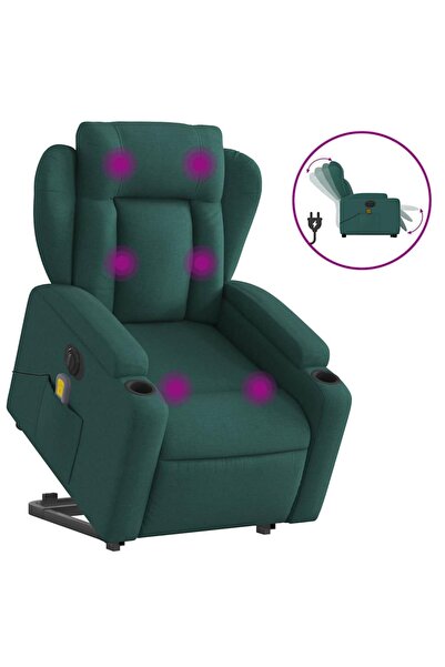 vidaxl Fotoliu electric masaj rabatabil / ridicare verde închis textil