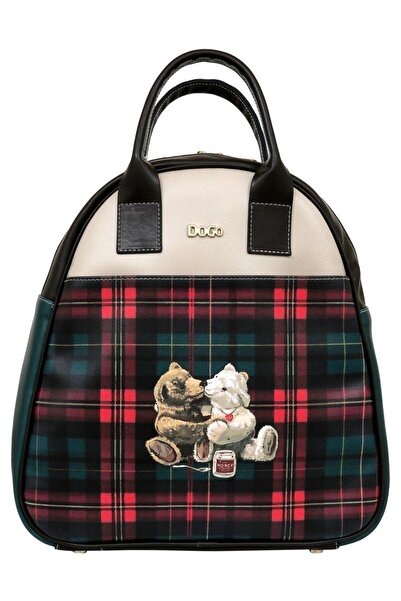 Dogo Women's Vegan Leather Beige Backpack - Teddy Bear Design
