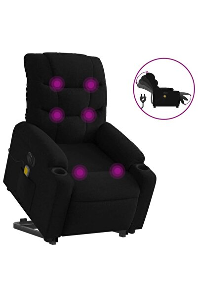 vidaxl Fotoliu electric de masaj rabatabil cu ridicare, negru, textil