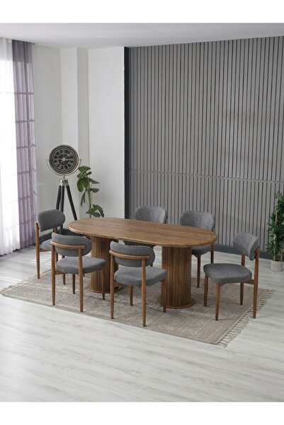 JoyMassa AURA BOHEM MASA TAKIMI 90X180 MDF MASA VE 6 ADET POLO SANDALYE