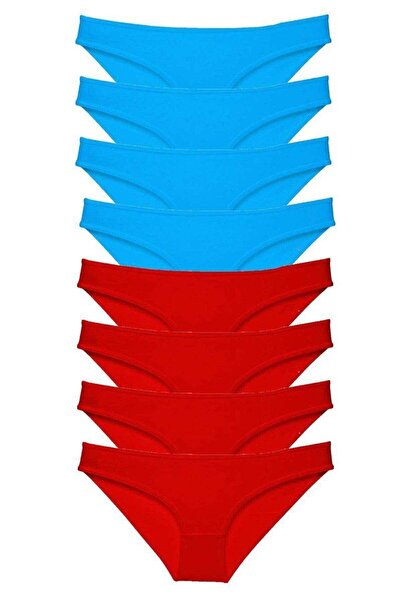 Mestore 8 Pieces Super Eco Set Lycra Women's Slip Panties Red and Blue