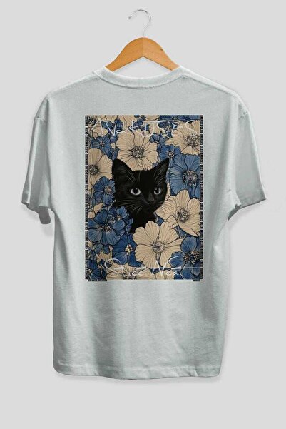 Ankhises 4 Cats for the Love of Cats Printed White Oversize T-Shirt 100% Cott...