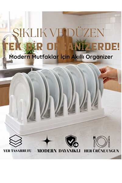 VİLORA HOME 2 ADET 6 Bölmeli Tezgah Üstü Tabaklık Organizer – Mutfak İçi Düze...