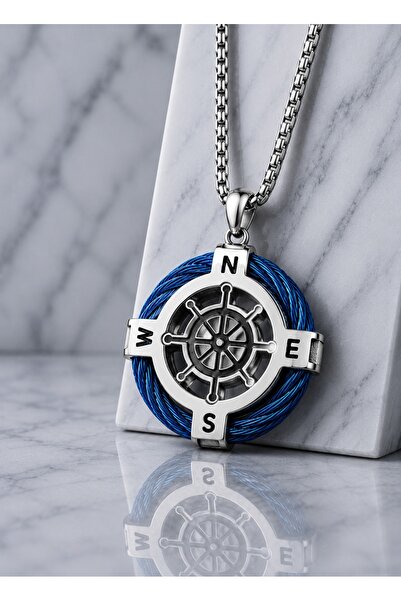 voyageaccessory Stainless Steel Blue Rope Design Navy Blue Sailor Helm Men's ...