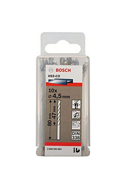 Bosch Top Bottom Set of 10 metal drill bits, HSS-CO, 4.5 mm, cylindrical shank