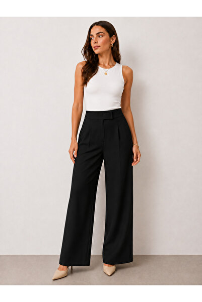 HAYAL COLLECTİON Hayal 27506-26 Women's High Waist Velcro Wide Leg Fabric Tro...
