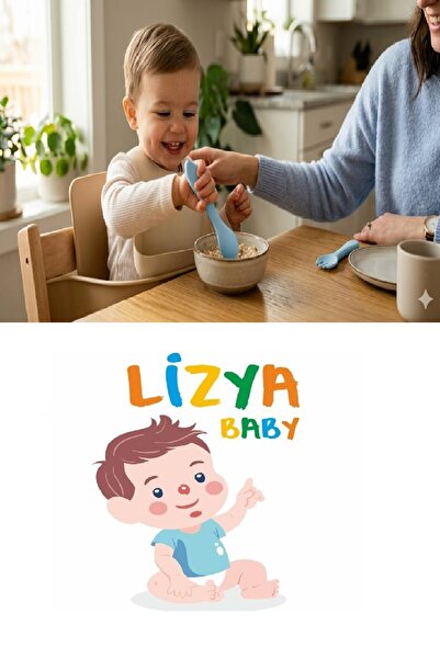 LİZYA BABY %100 Silikon Kaşık Çatal Bebek Beslenme Seti ÇATAL ve MAMA KAŞIĞI