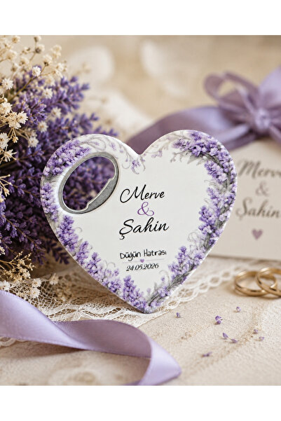 Deryalar Dijital 20 Adet Kişiye Özel Baskılı Kalp Şişe Açacaklı Magnet Nikah ...