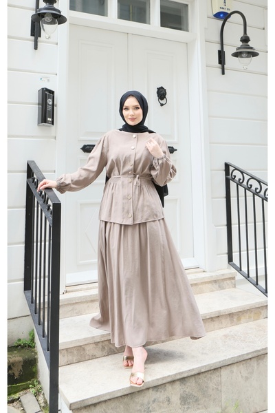 NİSUM MODA Modal Suit with Gathered Skirt