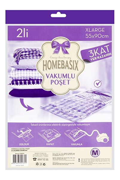 Homebasix Vakumlu Poşet 2'li Set 2 Adet XL 55x90